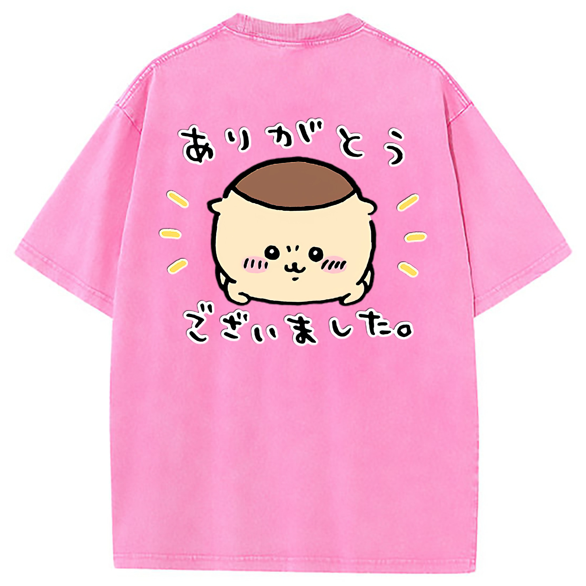 （画像用） ちいかわ くりまんじゅう Chii-kawa kuri manjū 綿100% ヴィンテージ風 半袖Tシャツ（背面プリント）